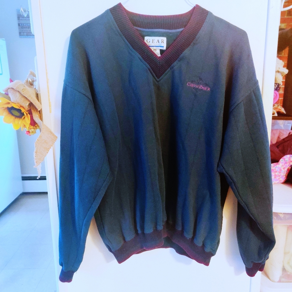 ๐ป SOLD๐ฆ VINTAGE Varsity V Neck Oversized Sweater - Picture 1 of 8